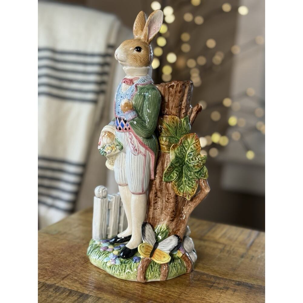Fitz & Floyd Classics Old World Gentleman Rabbit Candlestick 10.75" Figurine